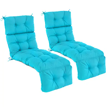Front. Costway - Costway 2 PCS 73" Lounge Chaise Cushion Padded Recliner Cushion Indoor Outdoor - Turquoise.