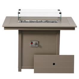 WestinTrends - Helios 46" Modern Outdoor Patio Gas Propane Rectangular Fire Pit Table - Weathered Wood