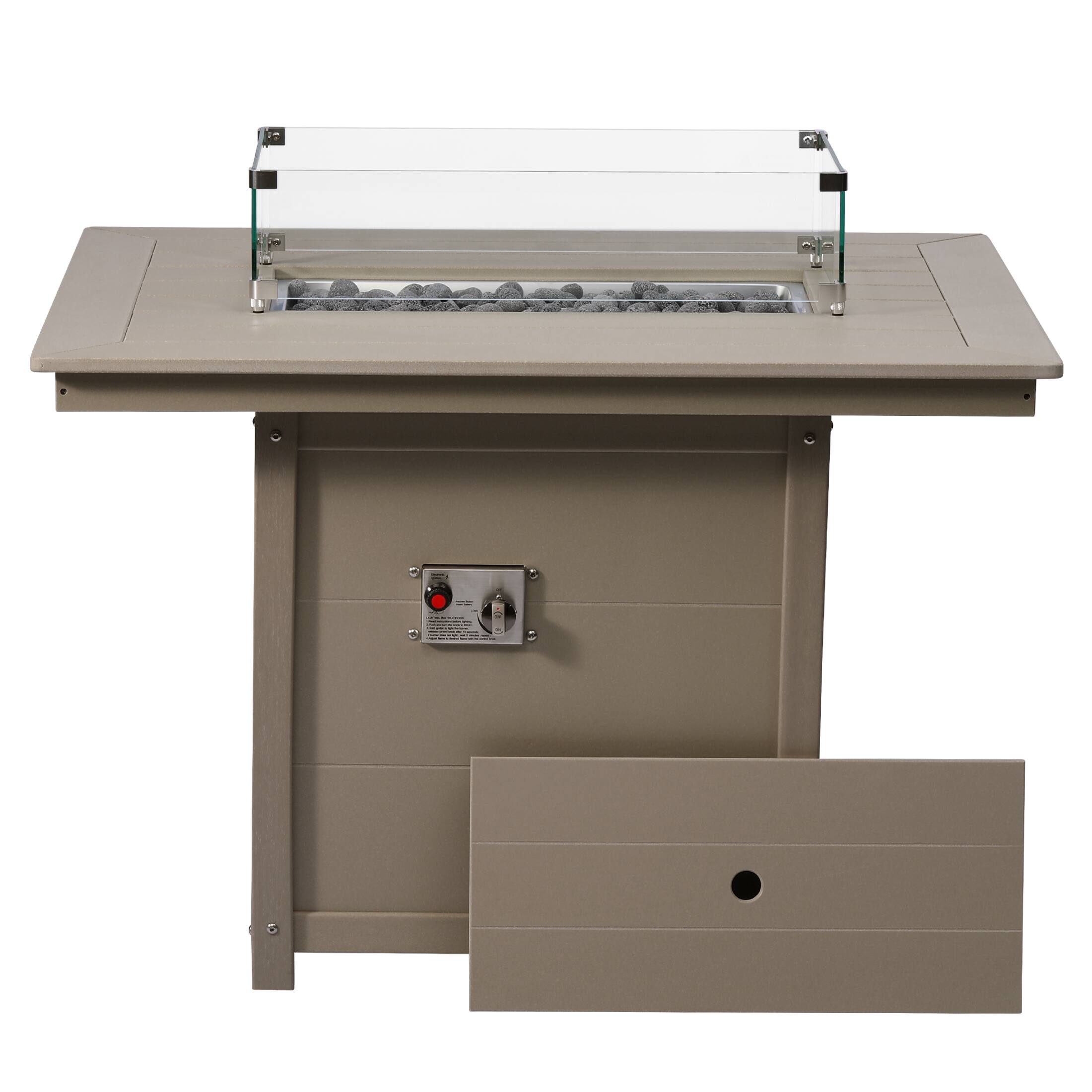 Front. WestinTrends - WestinTrends Helios 46" Modern Outdoor Patio Gas Propane Rectangular Fire Pit Table - Weathered Wood.
