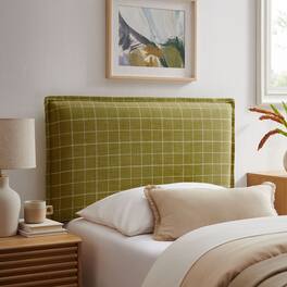 Camille Checkered Linen Blend Headboard by Modway - Artichoke Windowpane Check