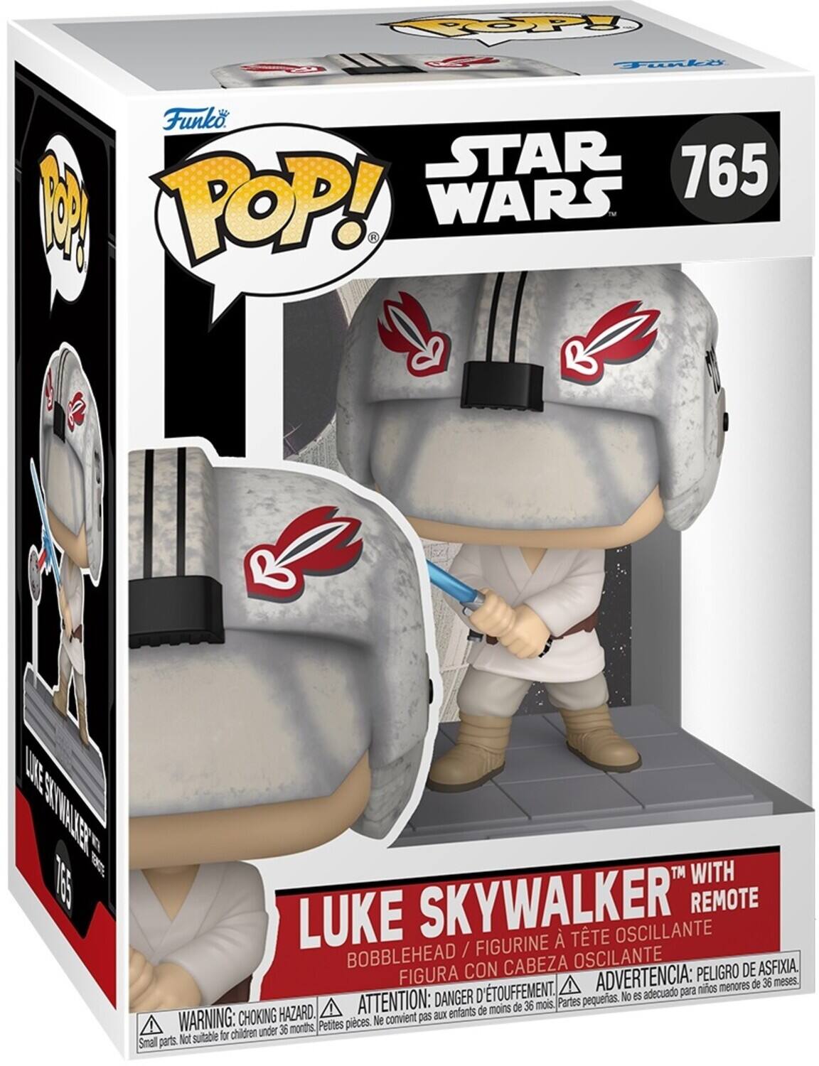TOP! Toaki Funko. STAR WARS 765 B POP! LUKE SKYWALKER" WITH REMOTE BOBBLEHEAD / FIGURINE À TÊTE OSCILANTE FIGURA CON CABEZA OSCILANTE ASFIXIA FIGURA CON ADVERTENCIA: PELIGRO DE ASFIXIA. ATTENTION: DANGER D'ÉTOUFFEMENT. Partes pequeñas. No es adecuado para niños menores de 36 meses. CHOKING HAZARD. Small parts. Not suitable for children under 36 months. Petites pièces. Ne convient pas aux enfants de moins de 36 mois.
