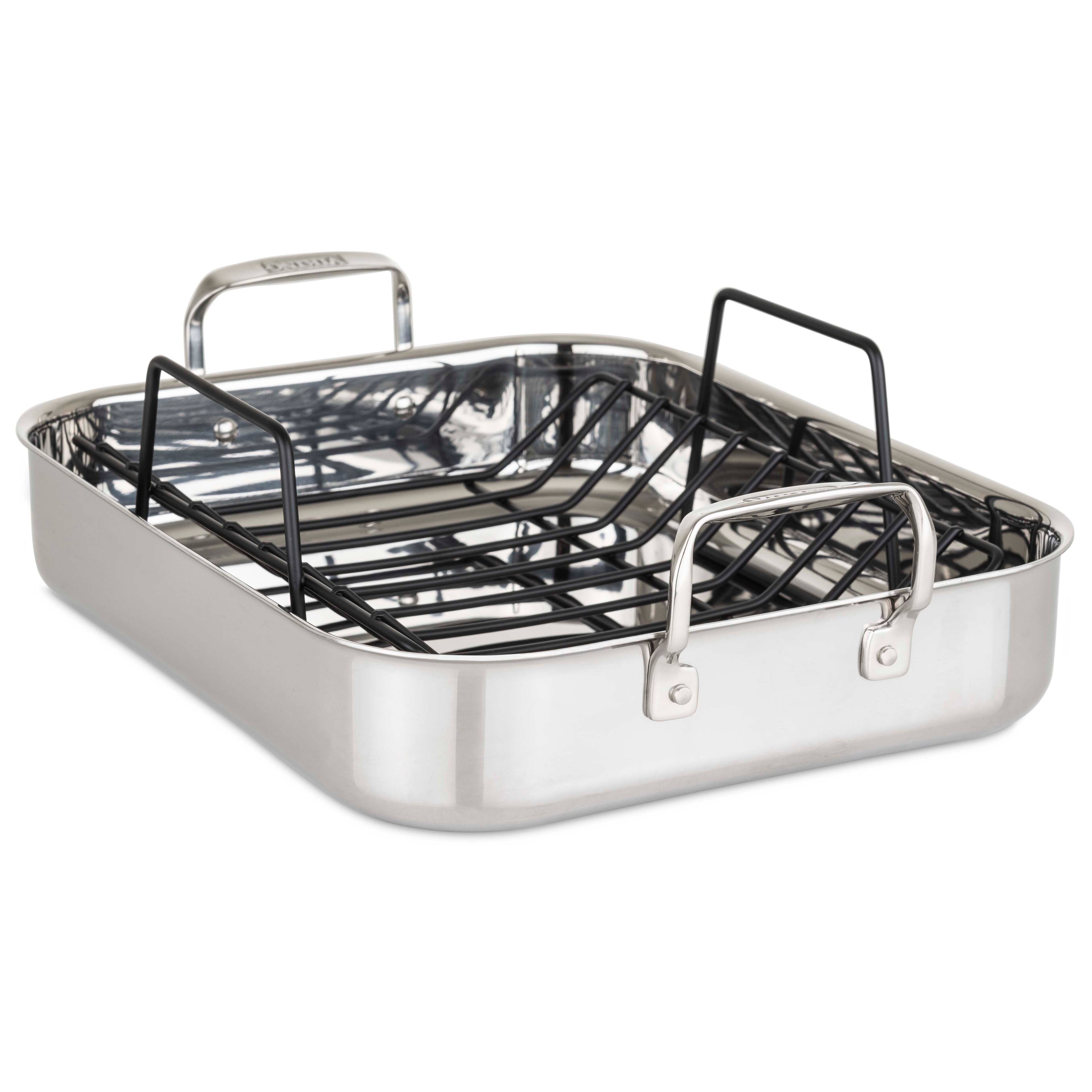 Alt View 12. Viking - 3-Ply Stainless Steel Roasting Pan with Rack and Bonus Thermometer - Silver.