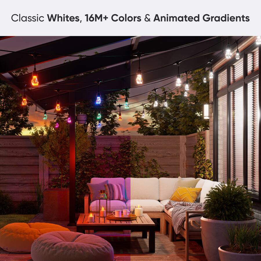 Nanoleaf Essentials Smart Multicolor Outdoor String Lights Smarter Kit ...