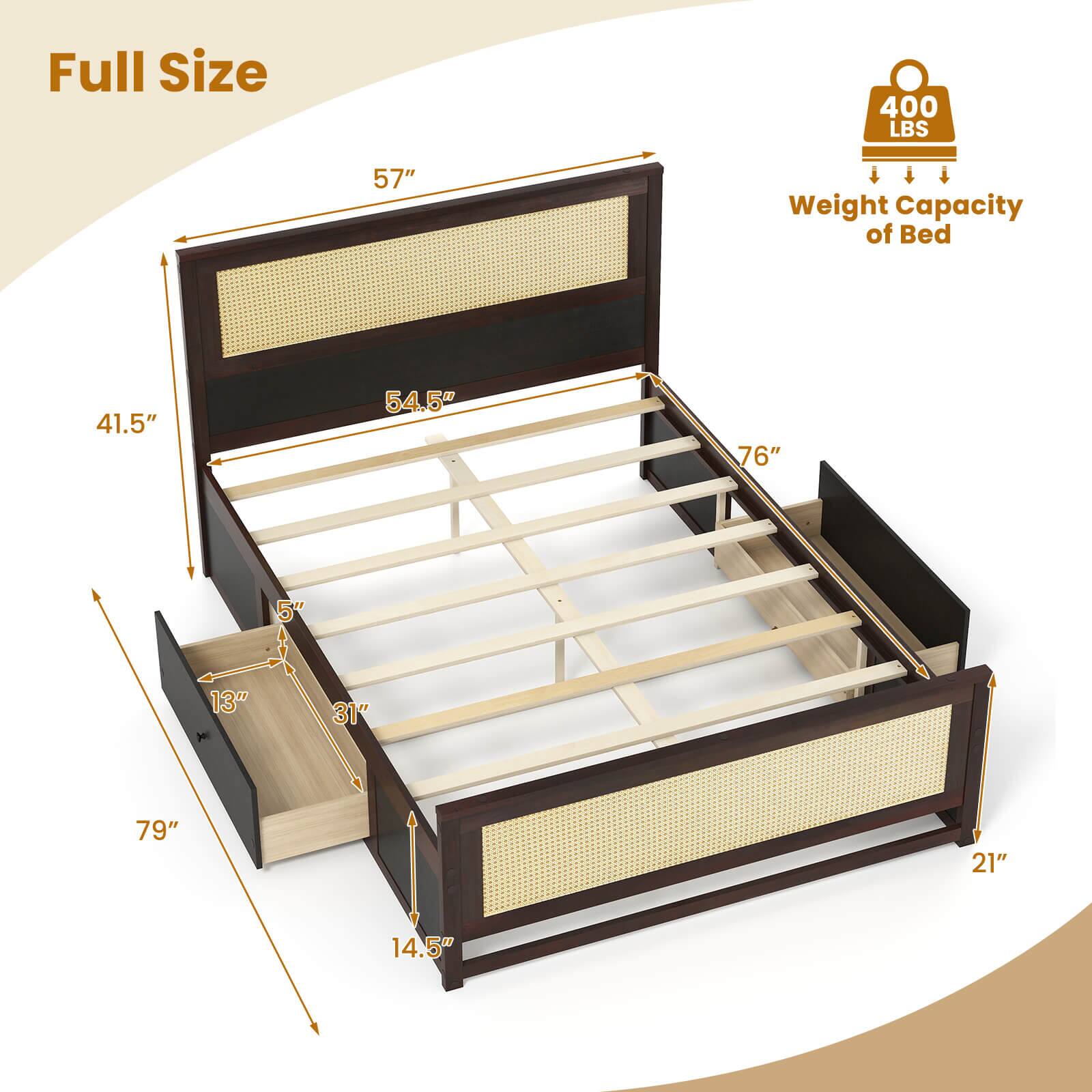 Full Size  
400 LBS  
Weight Capacity of Bed  
57"  
41.5"  
54.5"  
76"  
5"  
13"  
31"  
79"  
21"  
14.5"