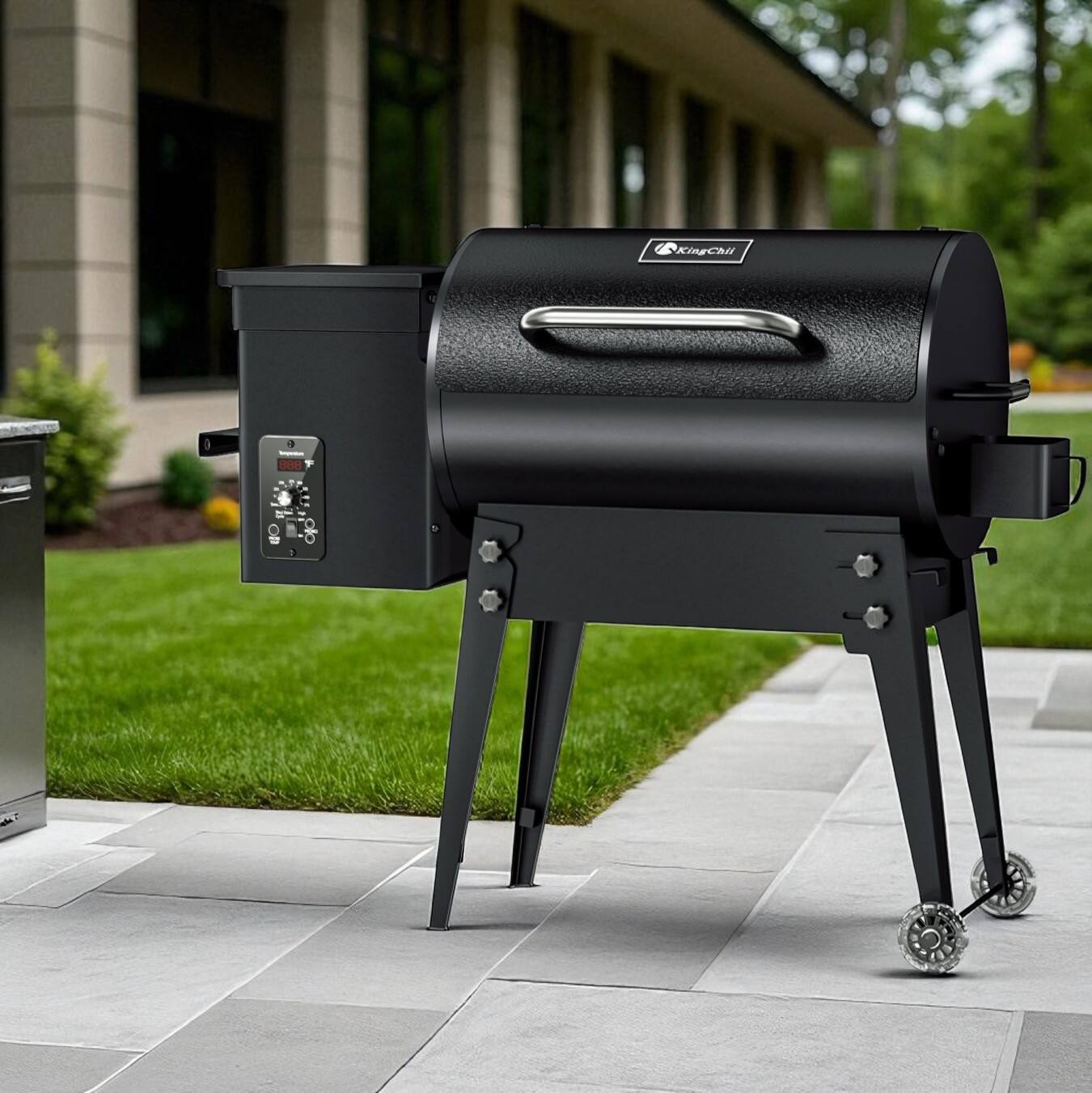 Alt View 4. KingChii - KingChii 456 SQ.IN Wood Pellet Grill Smoker with Auto Temperature Control for Outdoor RV BBQ in Black - Black.