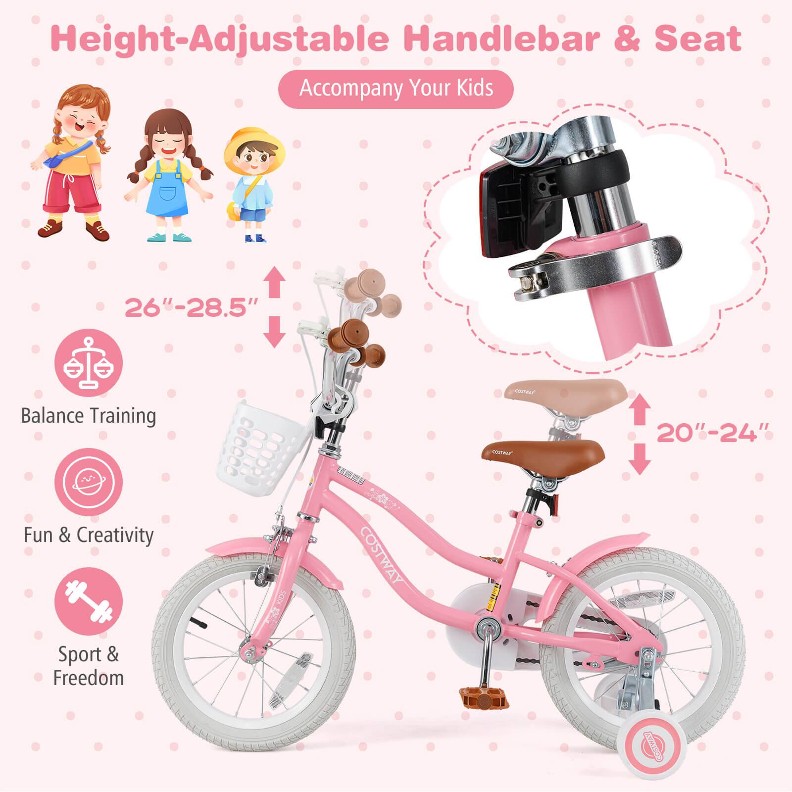 Height-Adjustable Handlebar & Seat  
Accompany Your Kids  

26"-28.5"  
Balance Training  
Fun & Creativity  
Sport & Freedom  

20"-24"