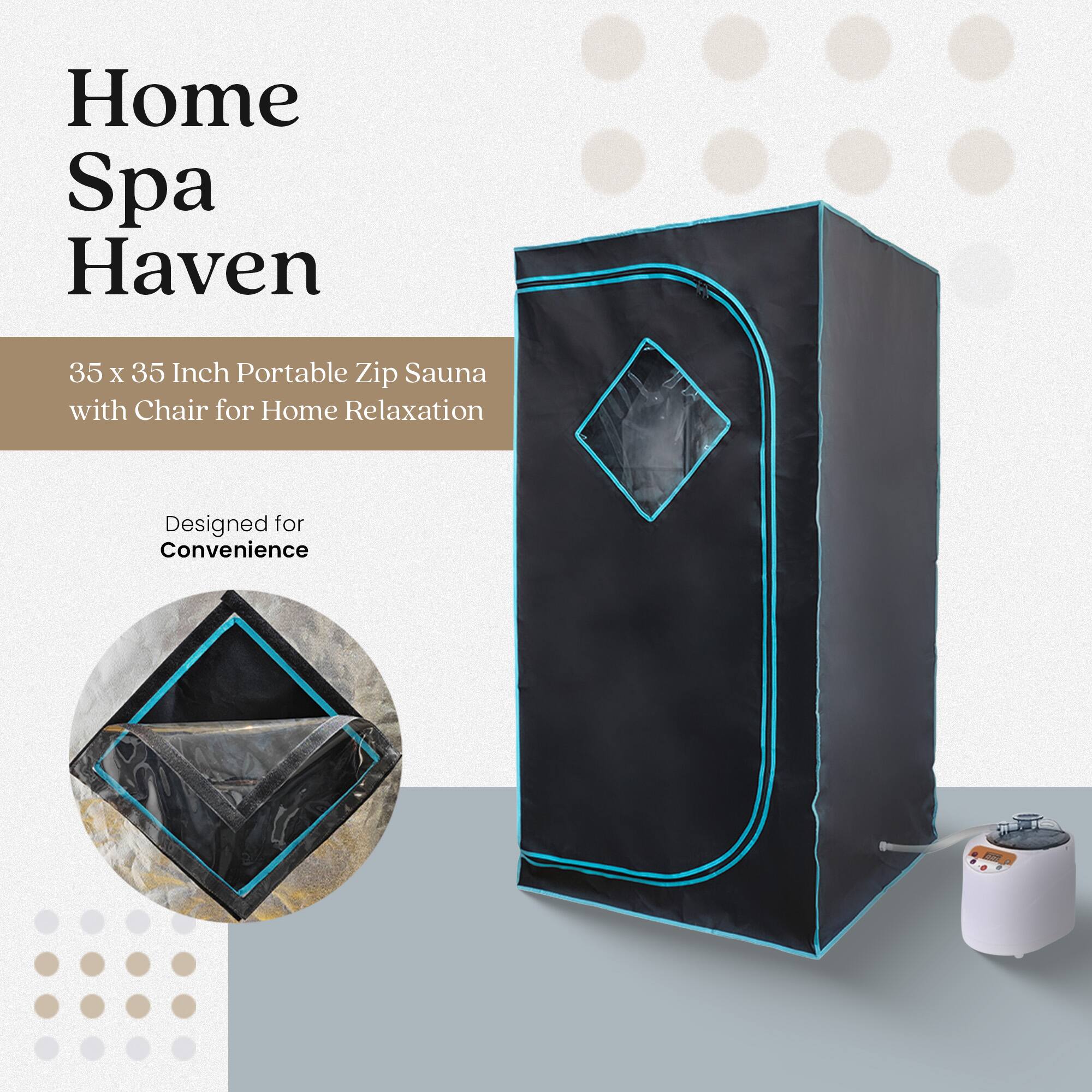 Home Spa Haven

35 x 35 Inch Portable Zip Sauna with Chair for Home Relaxation

Designed for Convenience