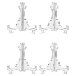 Unique Bargains - 4pcs Acrylic Easels Plate Stands 4.33 Inch Folding Display Stands Holder for Frames Pictures Magazines - Clear