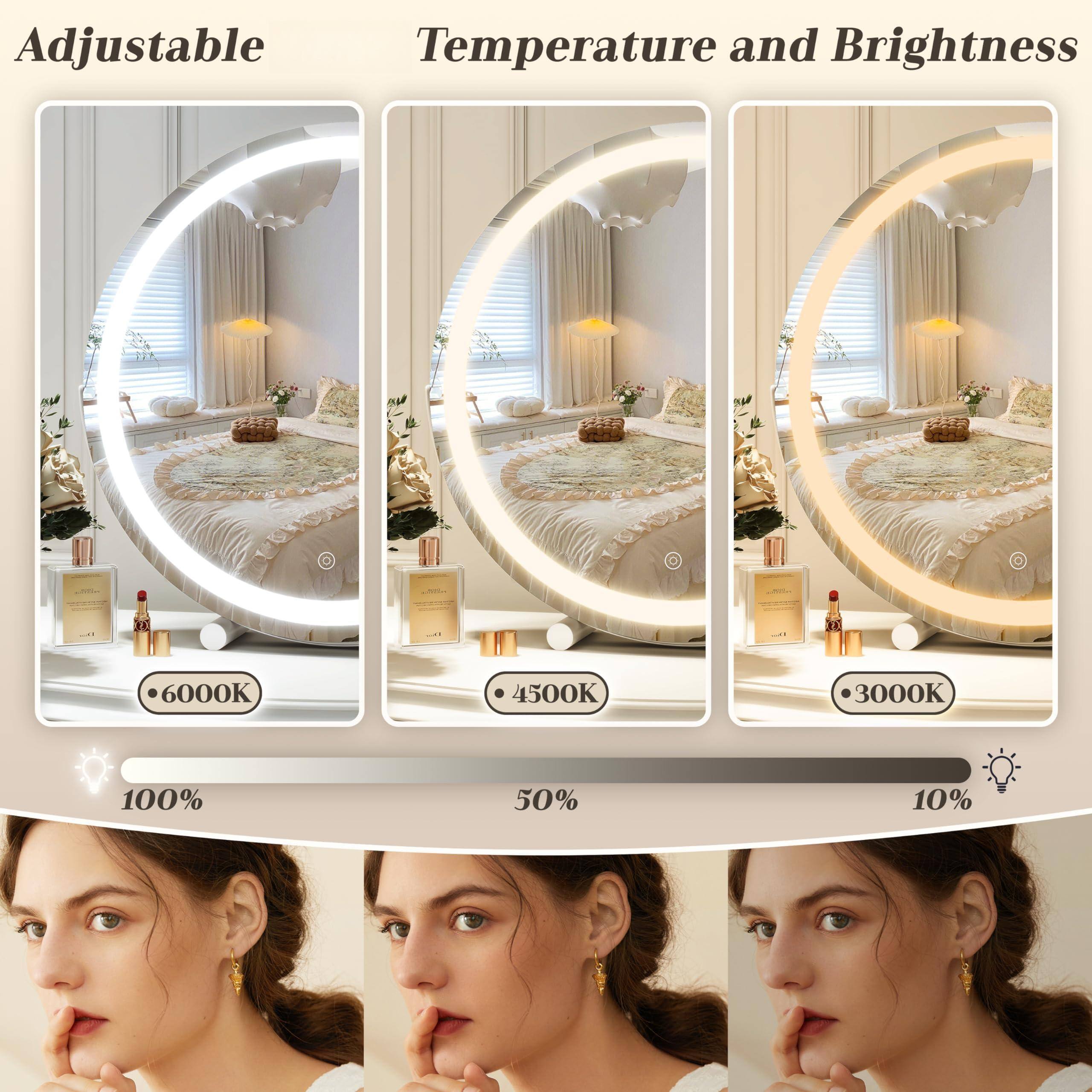 Back. Cedar Assembly - Mirror LED Lighted Vanity Makeup Multi-Color Dimmable for Desk Premium Quality Stylish Design - Gold-18"L x 18"W.