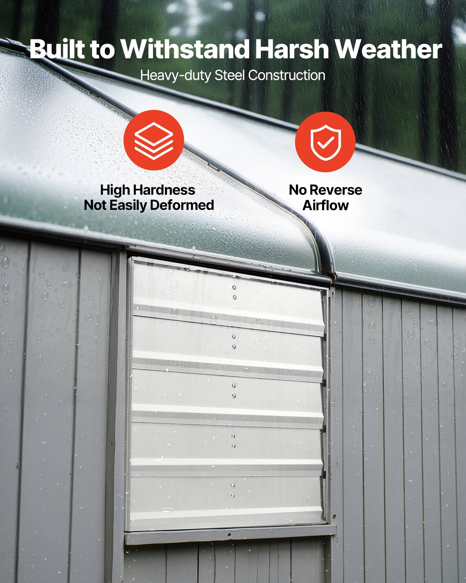Built to Withstand Harsh Weather  
Heavy-duty Steel Construction  

- High Hardness  
- Not Easily Deformed  

- No Reverse Airflow