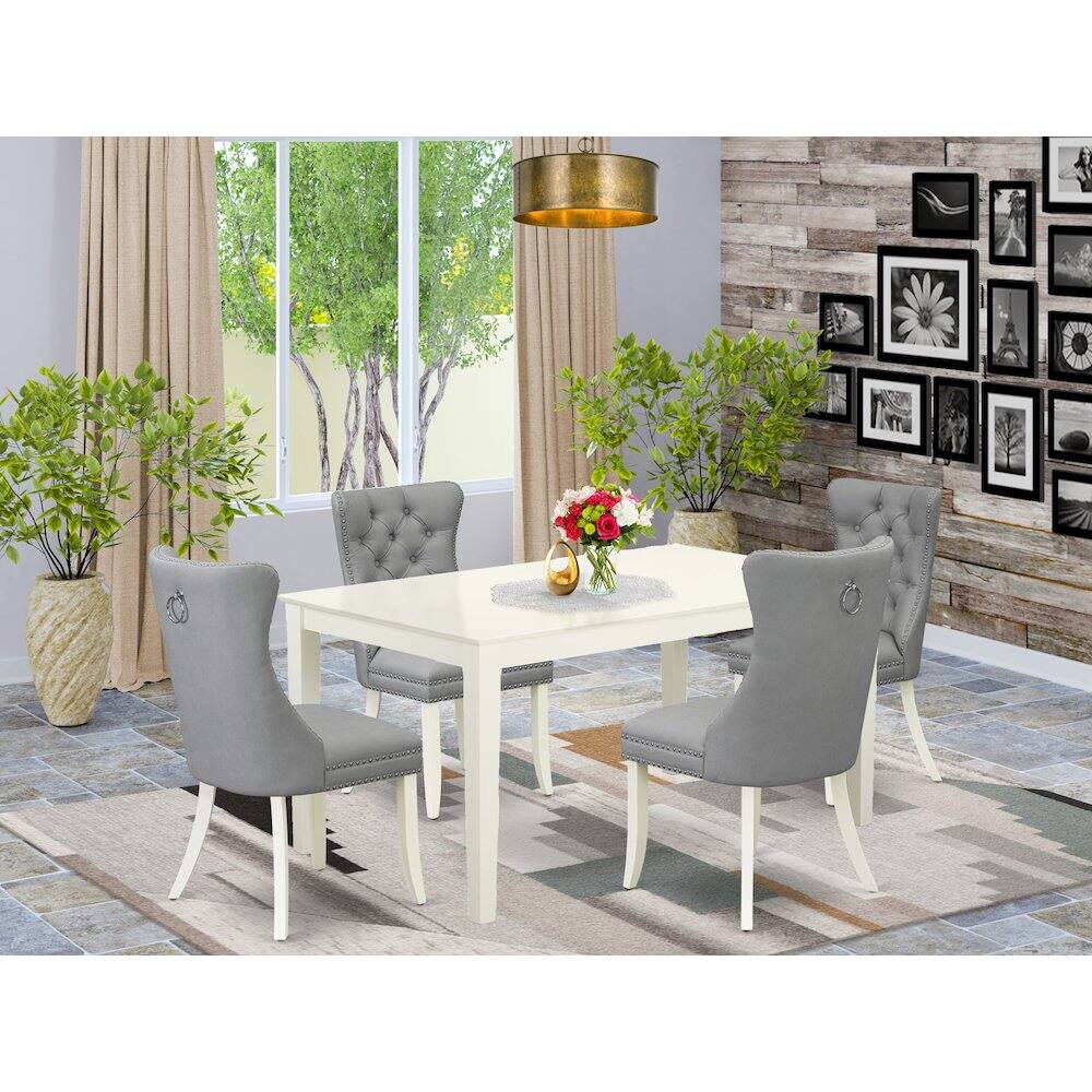 Alt View 8. East West Furniture - 5 Piece Kitchen Table Set for 4 Consists of a Rectangle Dining Table - White.