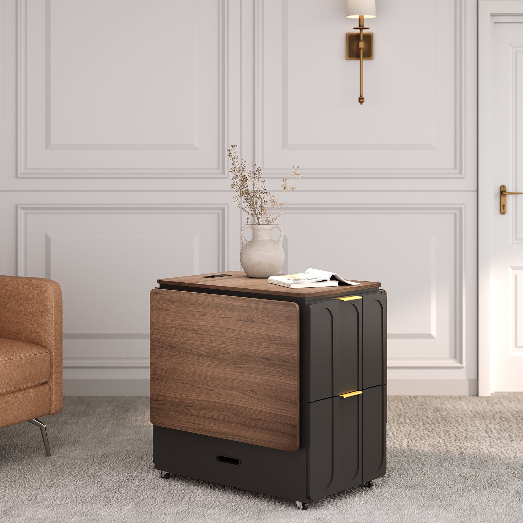 ModernMate - 3-in-1 Folding Desk & File Cabinet with 4 Drawers - Black Walnut price history on PriceWatchPro