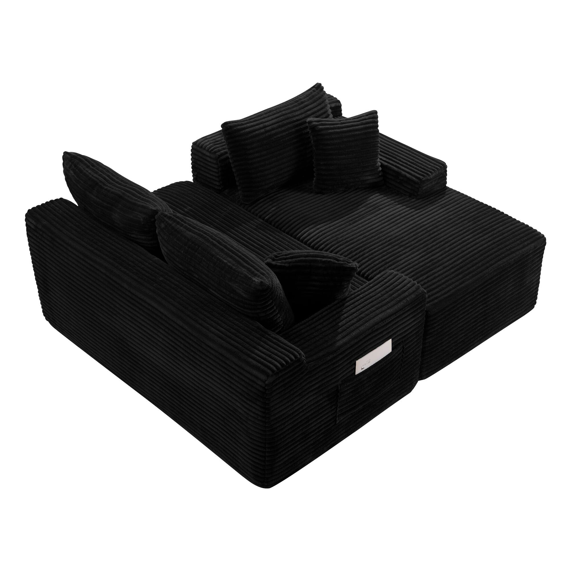 Alt View 8. Meqiodas - 94.5" Modular Sectional Sofa, Convertible Sofa Bed, No Assembly Required Cloud Couch with Deep Seat, for Living Room - Black.