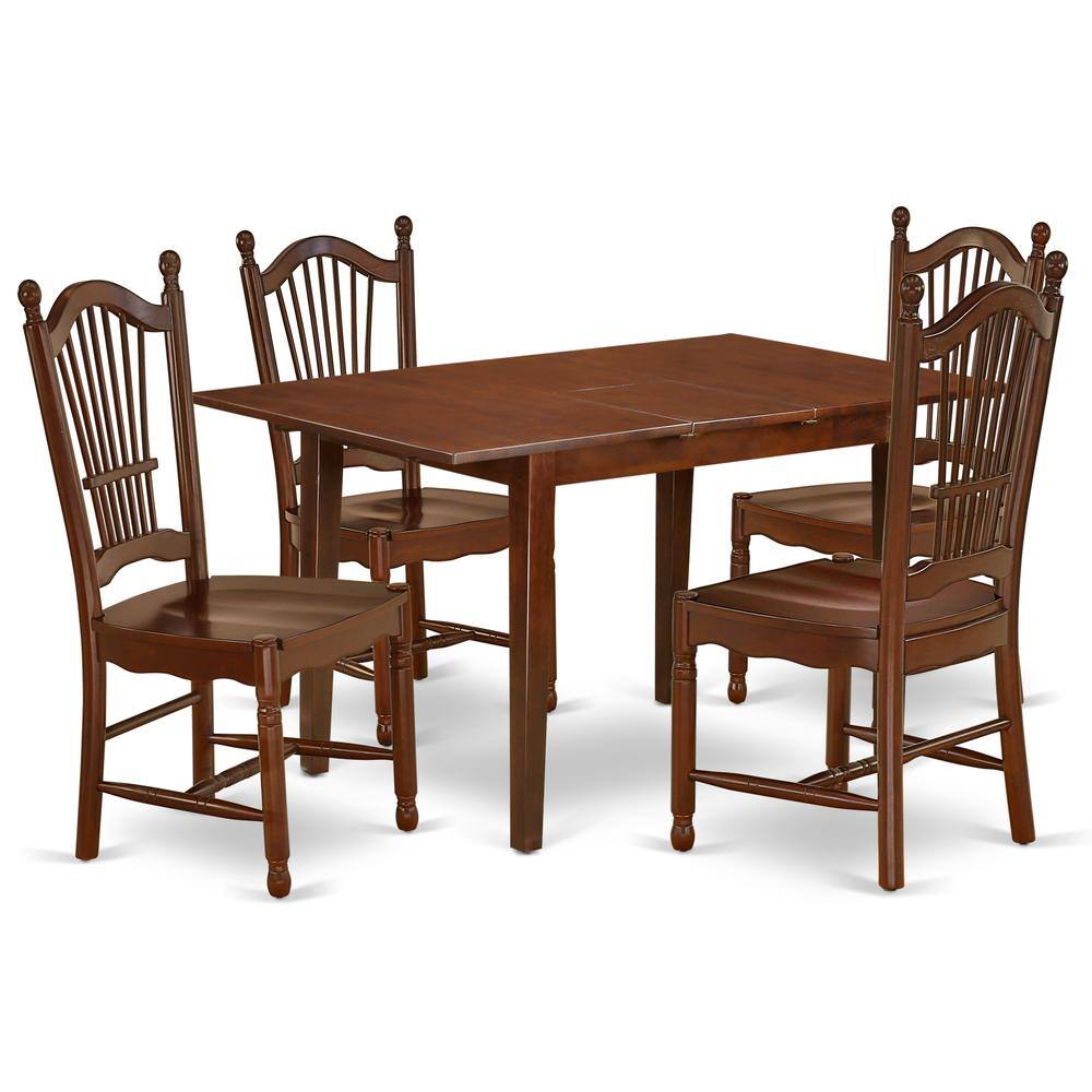 Back. East West Furniture - Dining Room Set Mahogany - Brown.