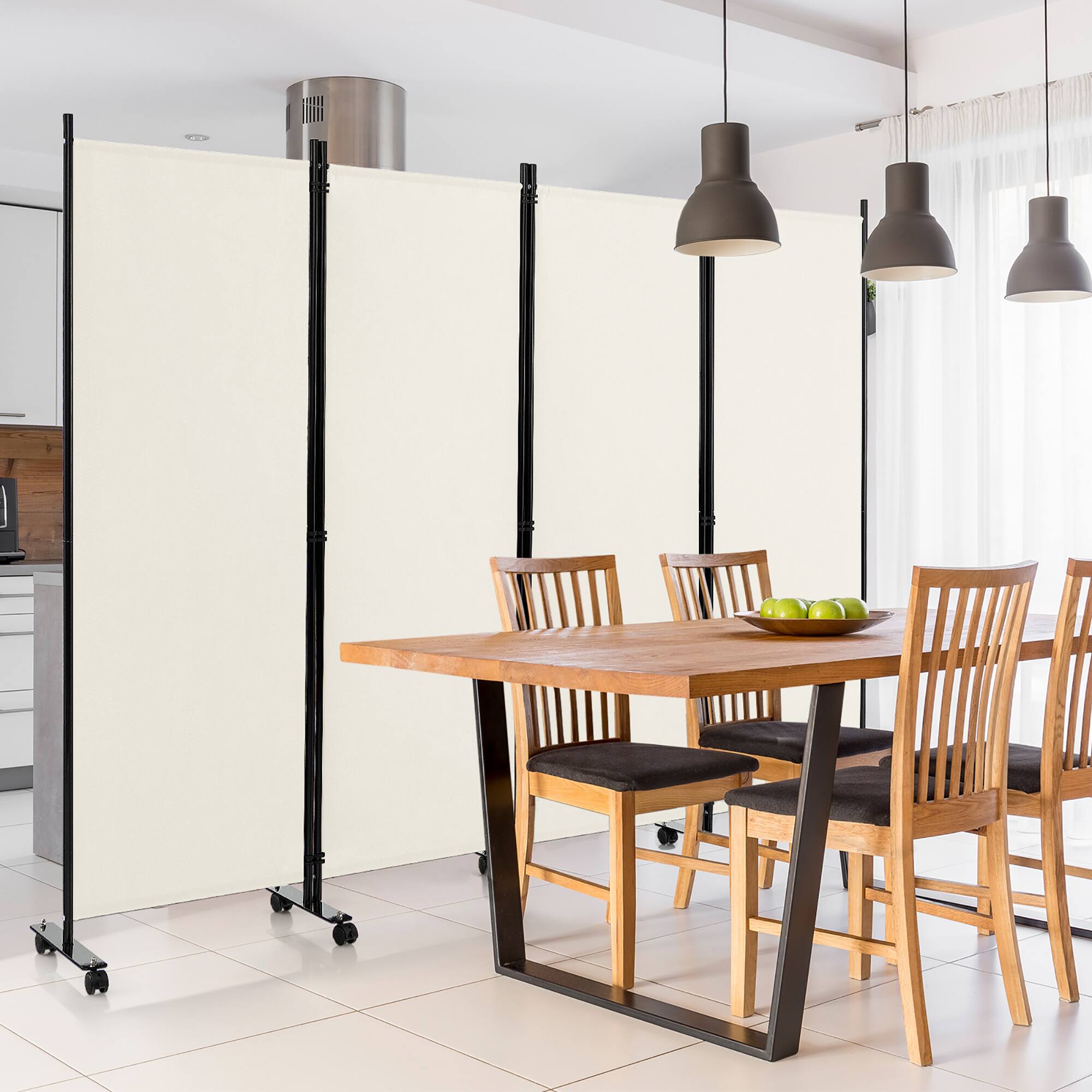 Alt View 3. Costway - Costway 4-Panel Folding Room Divider 6FT Rolling Privacy Screen with Lockable Wheels - White.