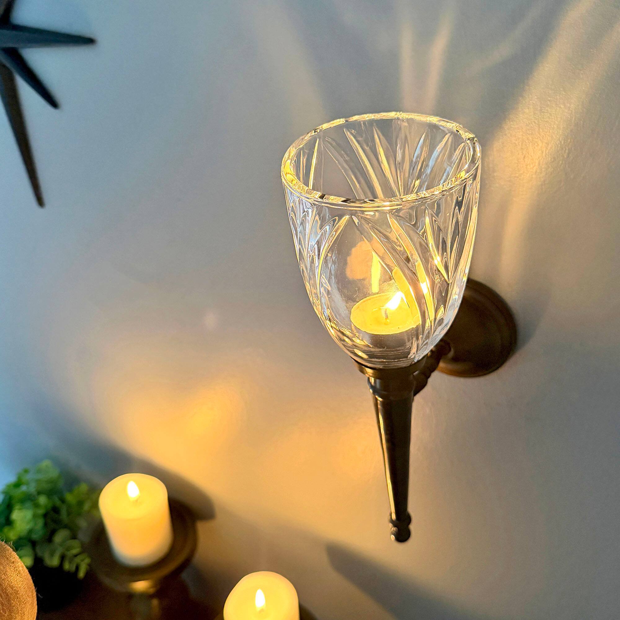 Alt View 3. Things2Die4 - Wall Candle Sconce Bronze Finish Lead Crystal Glass 11.75 in Metal Mount - Bronze.