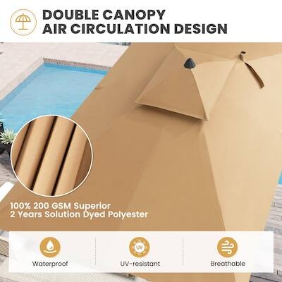DOUBLE CANOPY AIR CIRCULATION DESIGN

100% 200 GSM Superior 2 Years Solution Dyed Polyester

Waterproof
UV-resistant
Breathable