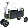 Front. VEVOR - Beach Fishing Cart, 300 lbs Load Capacity, Foldable Fish and Marine Cart with Four 11" Big Wheels Rubber Balloon Tires - Green.