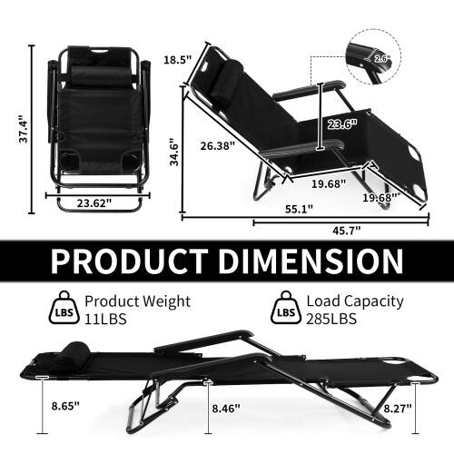 18.5"  
2.6"  
37.4"  
23.62"  
34.6"  
26.38"  
23.6"  
19.68"  
19.68"  
55.1"  
45.7"  

PRODUCT DIMENSION  

Product Weight: 11LBS  
Load Capacity: 285LBS  

8.65"  
8.46"  
8.27"
