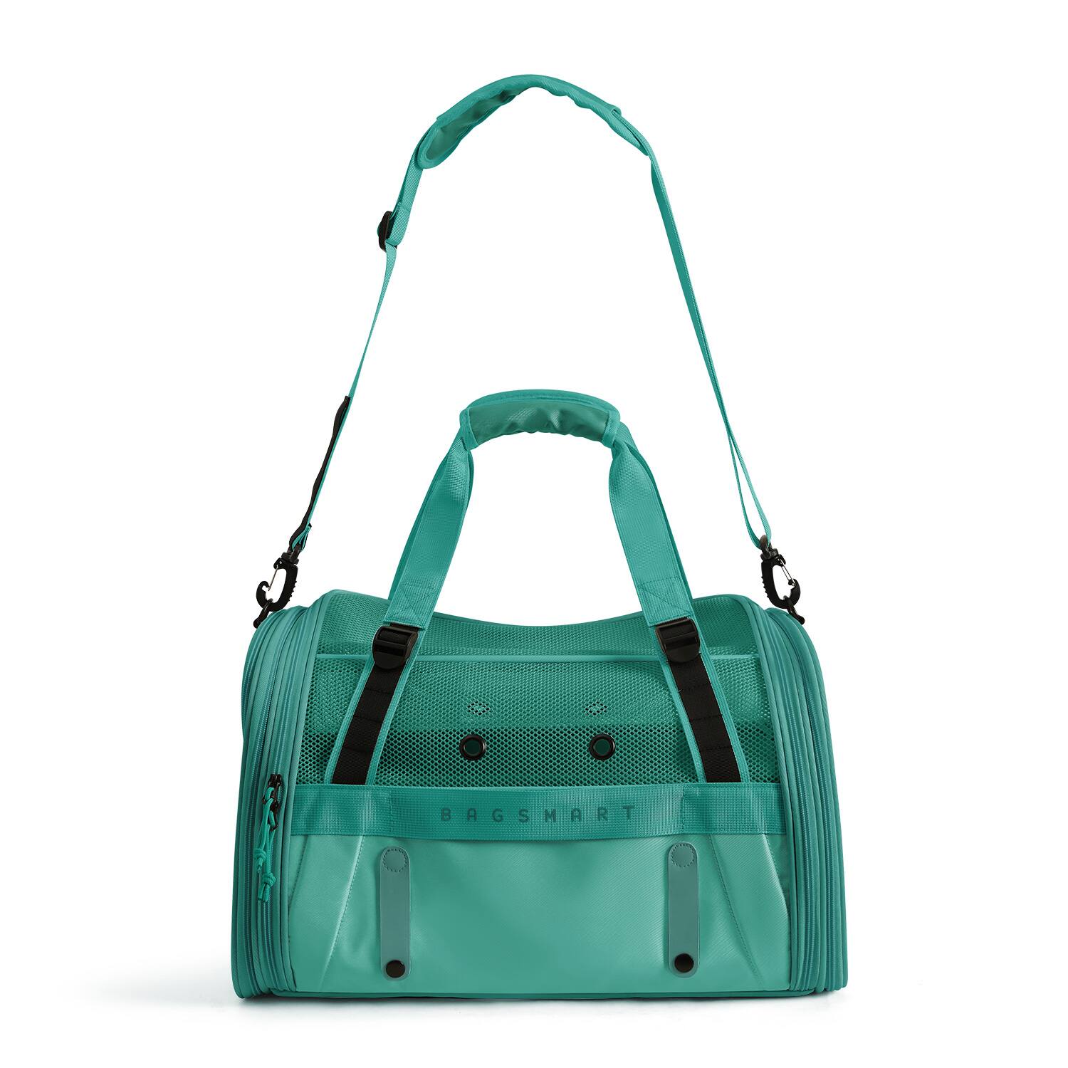 Back. Bagsmart - Rollover Pet Travel Carrier, Convertible Airline-Compliant Sling Bag with Removable Pet Bed for Travel & Everyday Use - Agate Green.