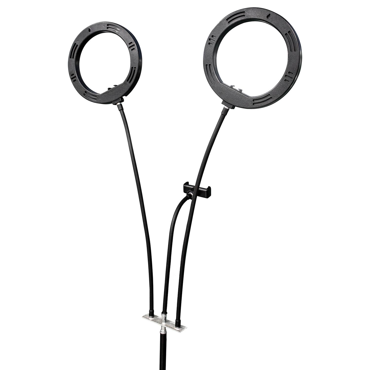 Alt View 2. Supersonic - Supersonic Sc-2710sr Pro Live Stream Double 8-inch Led Selfie Rgb Ring Light With Tripod Stand - black.