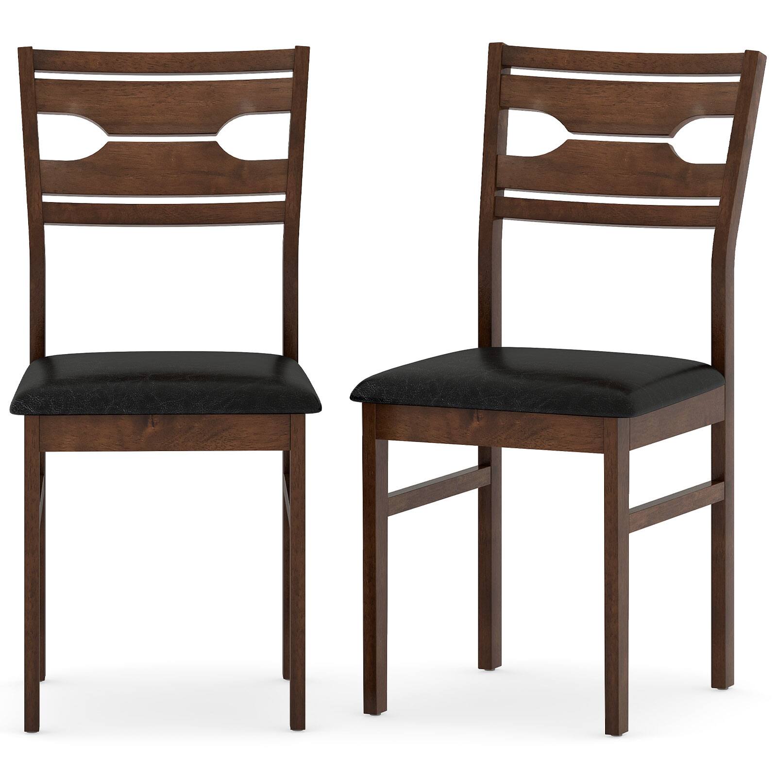 Alt View 9. Gymax - Gymax Dining Chair Set of 4 w/ Rubber Wood Frame Padded Seat Curved Backrest - Brown.