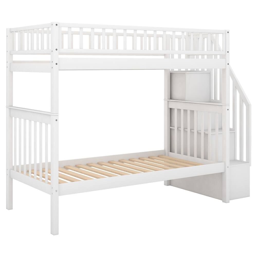 Alt View 2. Loheer - Loheer Twin Over Twin Bunk Bed with Trundle and Storage White - White.