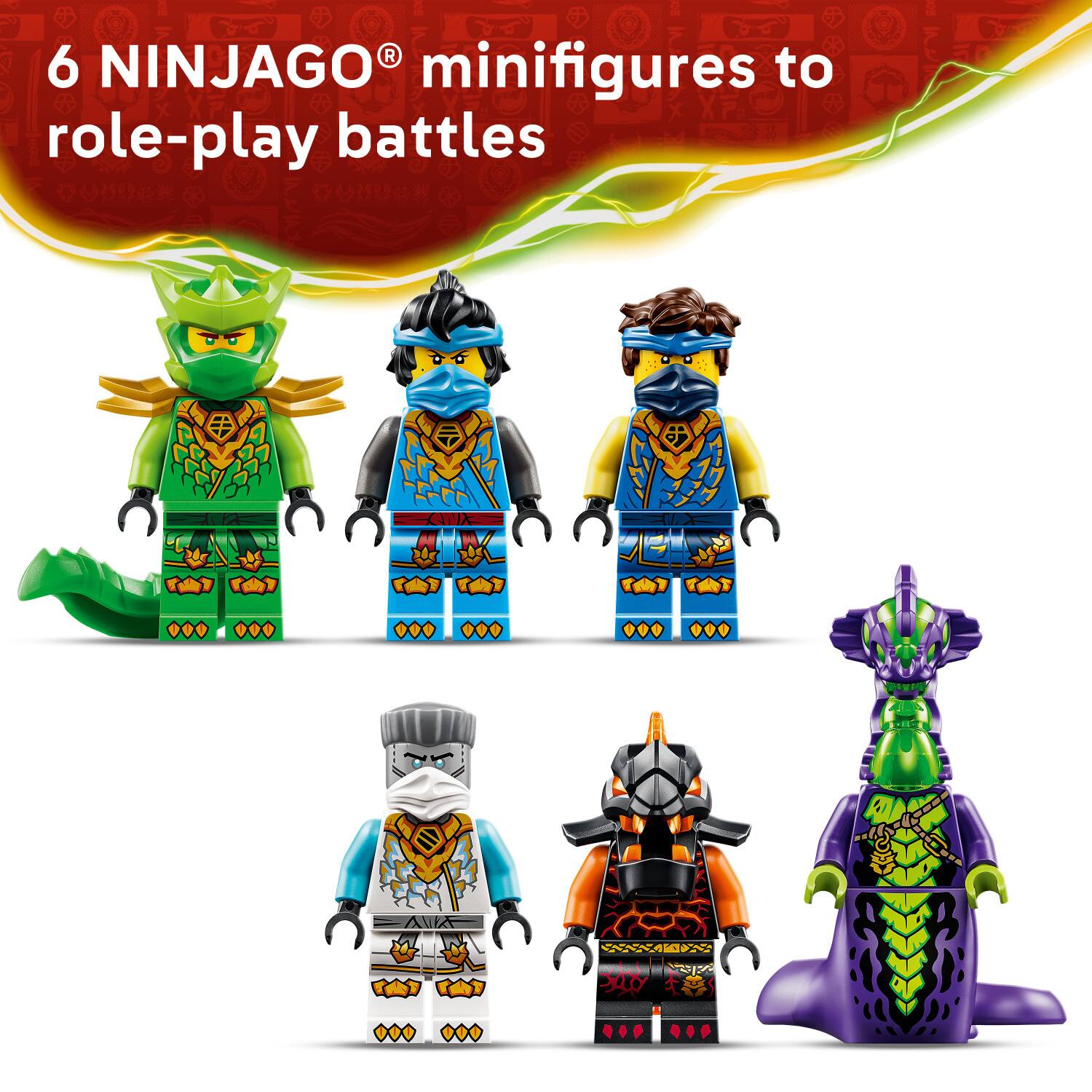 6 NINJAGO® minifigures to role-play battles