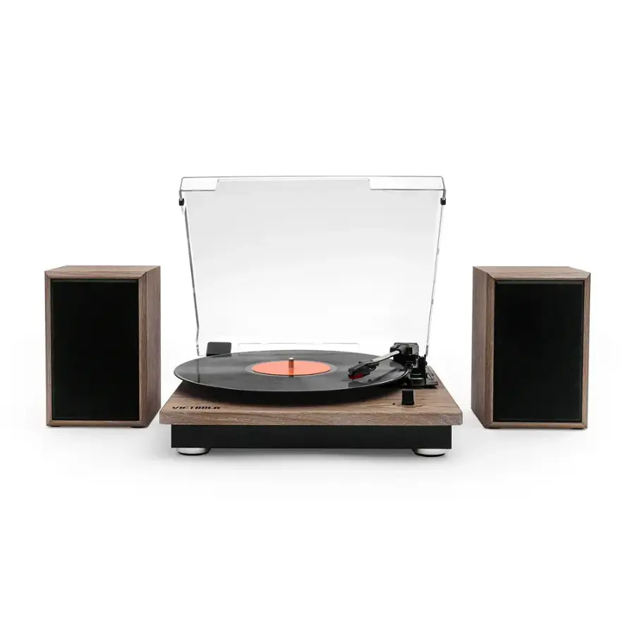 Victrola Montauk Bluetooth Turntable System Farmhouse Walnut Vm-135-fnt 