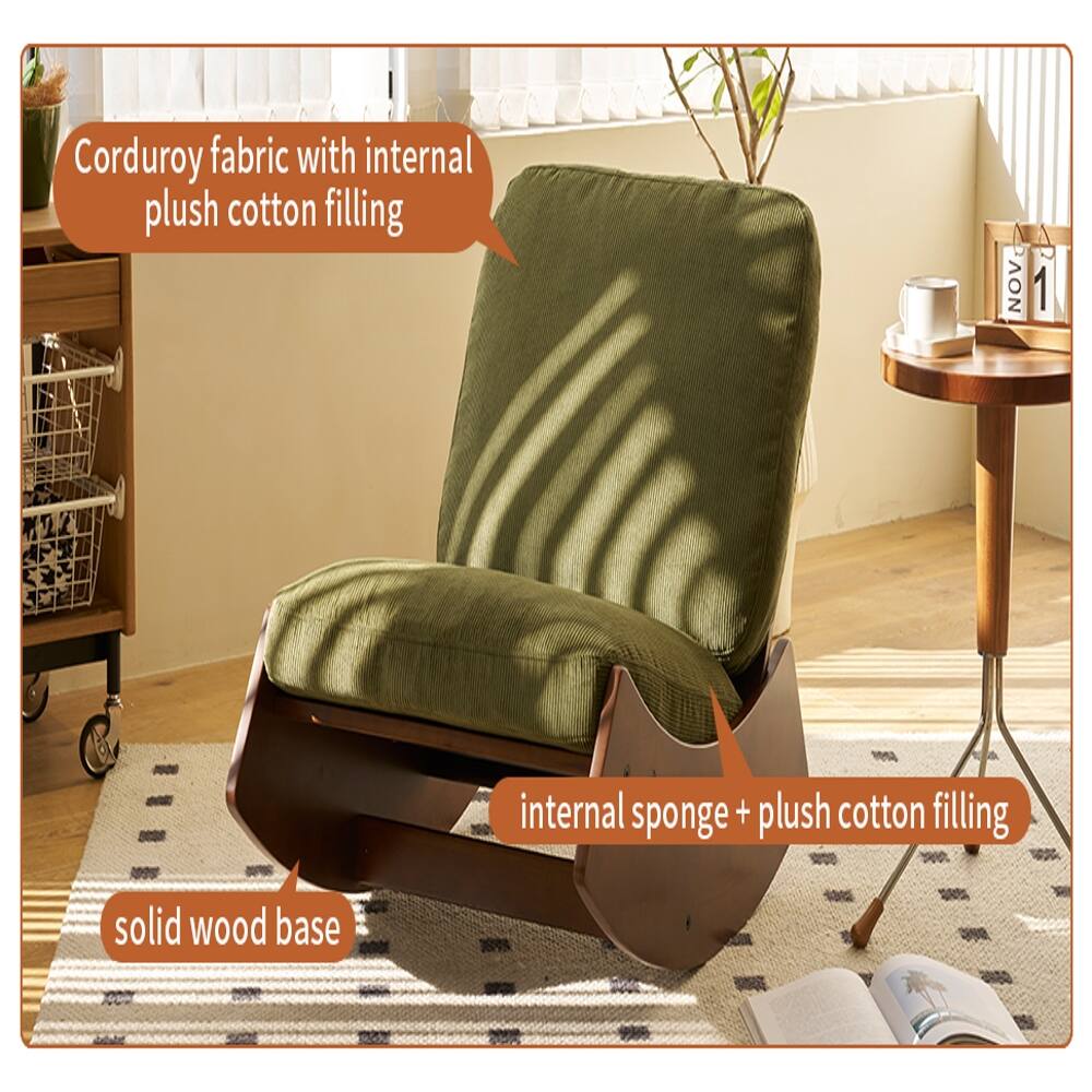 Corduroy fabric with internal plush cotton filling  
internal sponge + plush cotton filling  
solid wood base