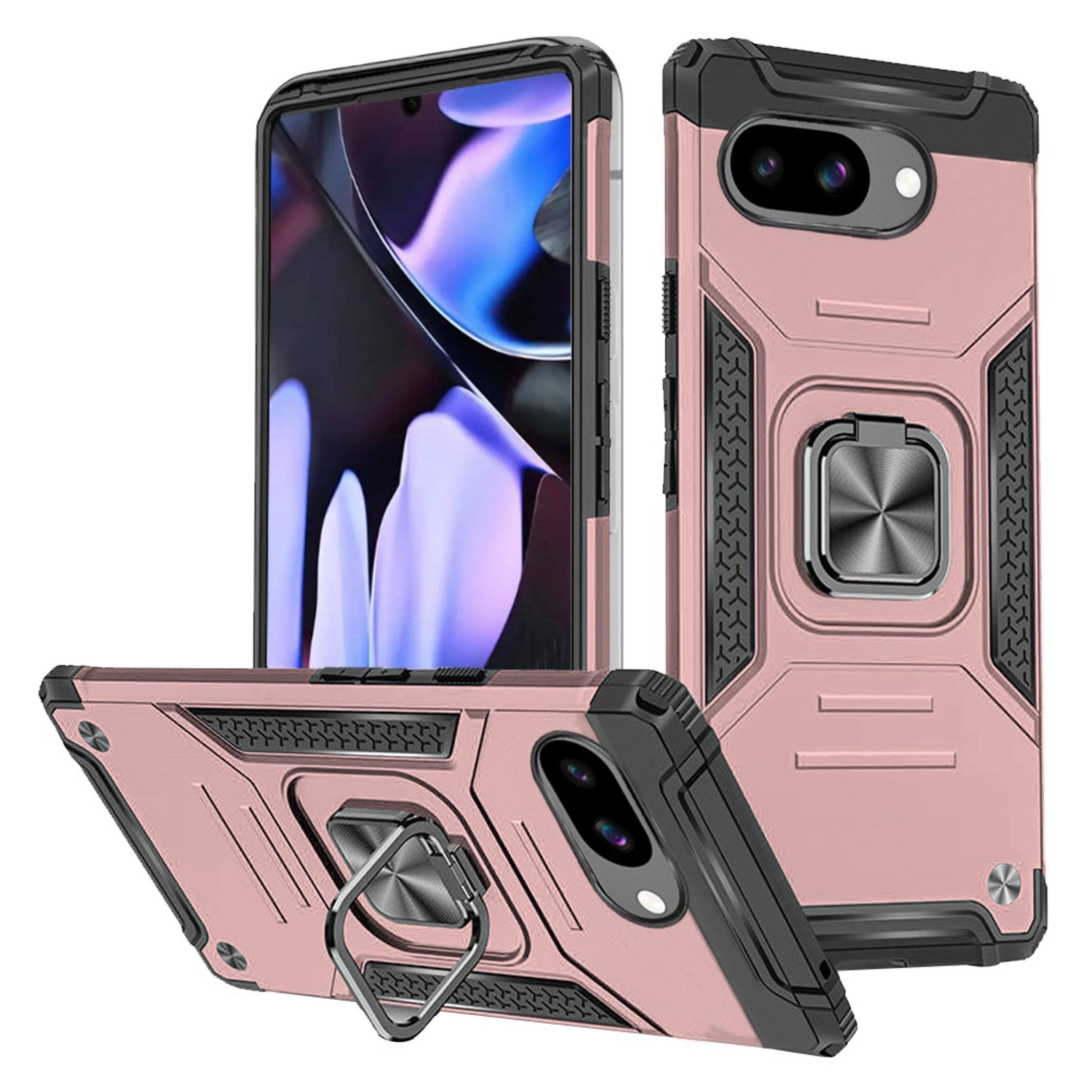 Kitcheniva - Magnetic Kickstand Shockproof Case With Tempered Glass For Google Pixel 9a - Rose Gold price history on PriceWatchPro
