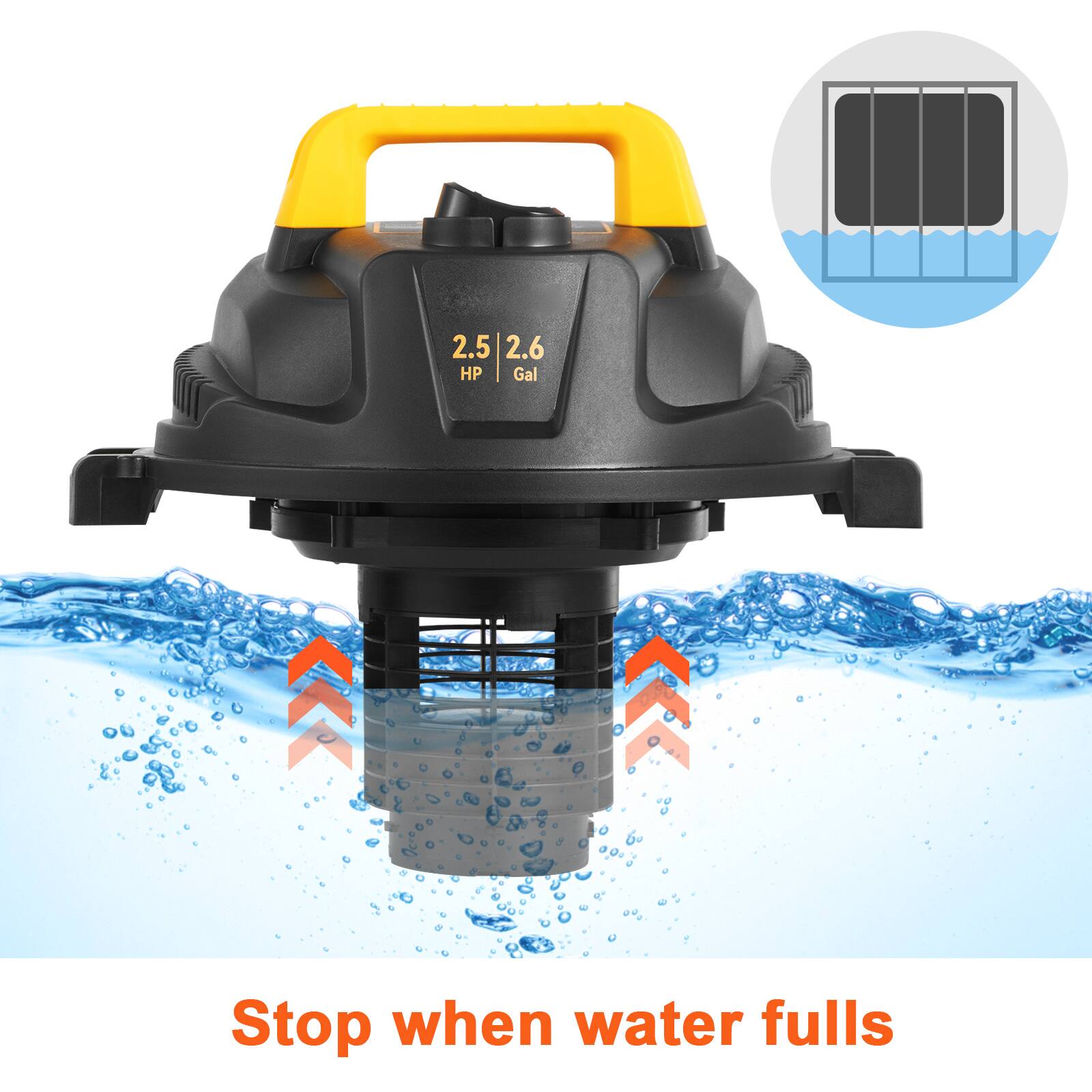 2.5 2.6 HP Gal  
Stop when water fulls