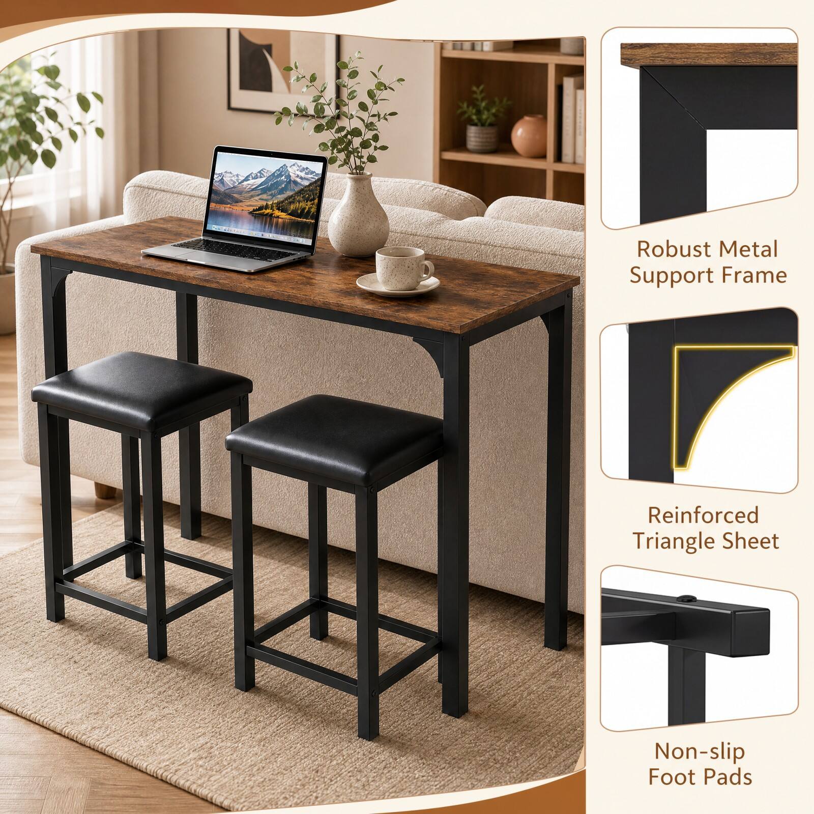Robust Metal Support Frame  
Reinforced Triangle Sheet  
Non-slip Foot Pads