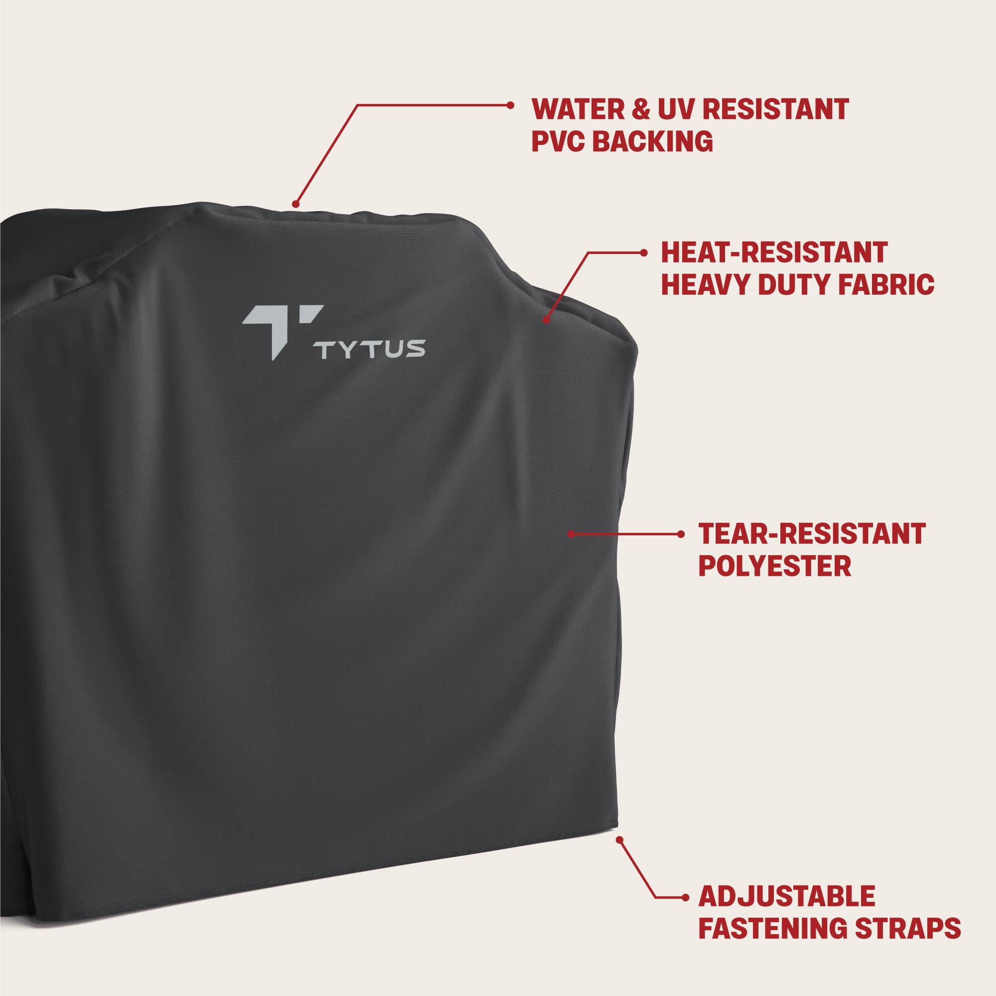 WATER & UV RESISTANT PVC BACKING T TYTUS HEAT-RESISTANT HEAVY DUTY FABRIC TEAR-RESISTANT POLYESTER ADJUSTABLE FASTENING STRAPS