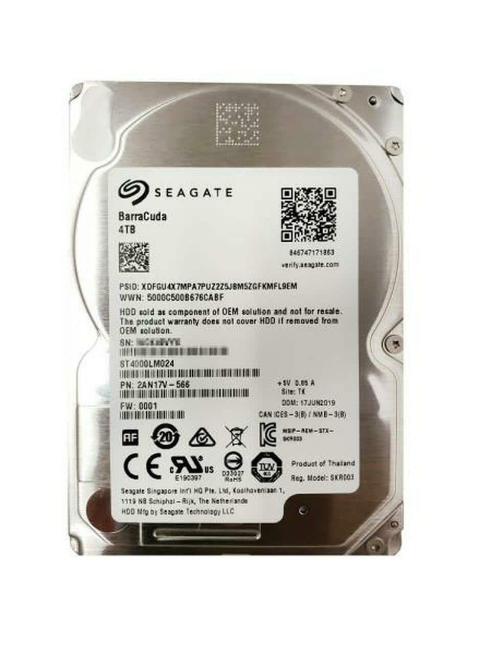 Seagate - BarraCuda 4TB Internal 5400RPM 2.5 in. HDD (ST4000LM024) OEM