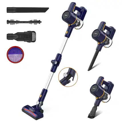 Front. Poweart - N7P Powerful Cordless Vacuum Cleaner with 40 Min Runtime & Large Dust Cup for Carpet, Hardwood Floors, Pet Hair - Deep Blue.
