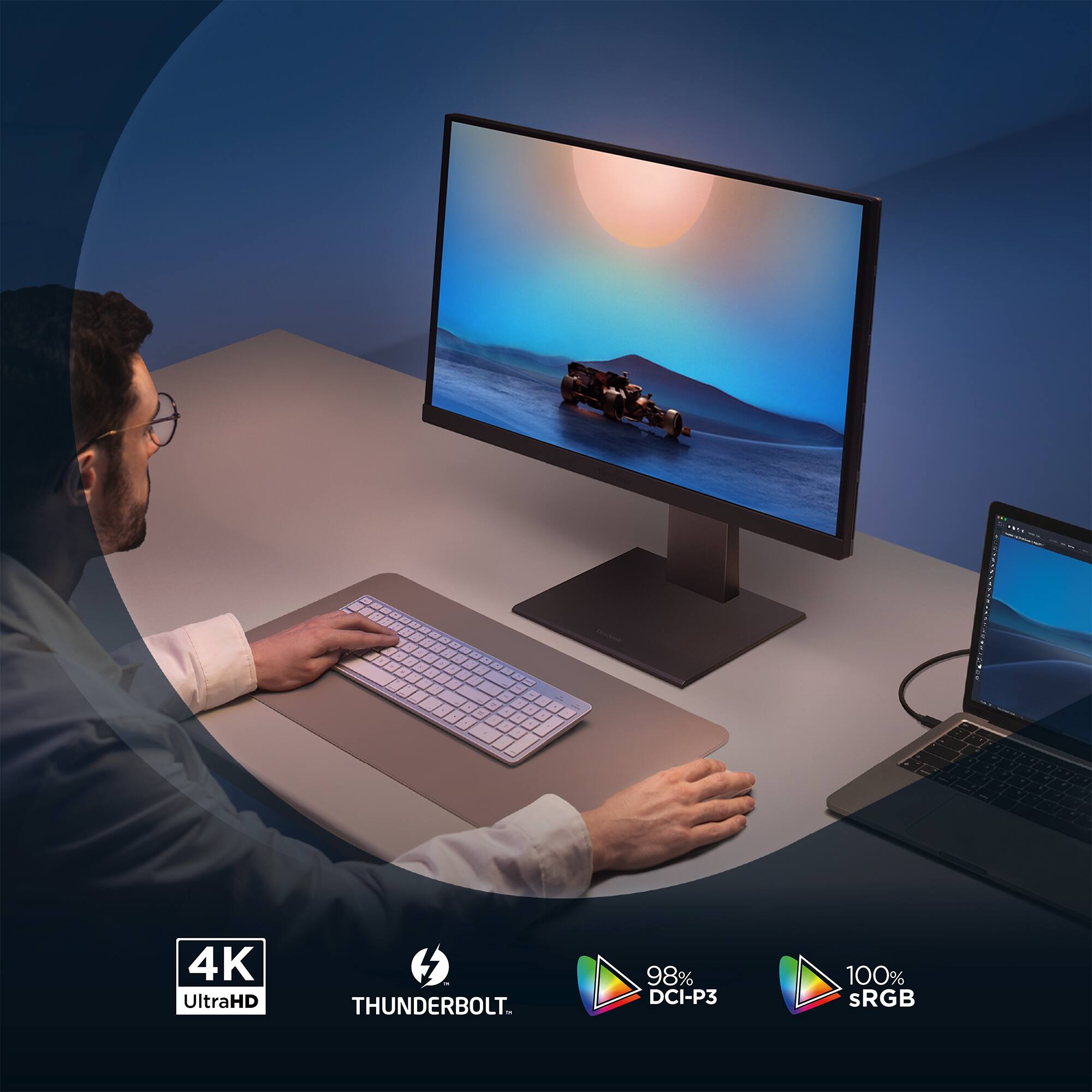 4K UltraHD  
1 THUNDERBOLT  
98% DCI-P3  
100% sRGB