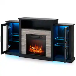 Boyel Living - TV Stand Fits TVs up to 65 in. with Fireplace and 16-Color Led Lights - Black