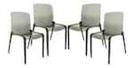 Front. LeisureMod - Murray 4-Pieces Modern Plastic Dining Chair with Transparent Design Fully Assembled - Black.