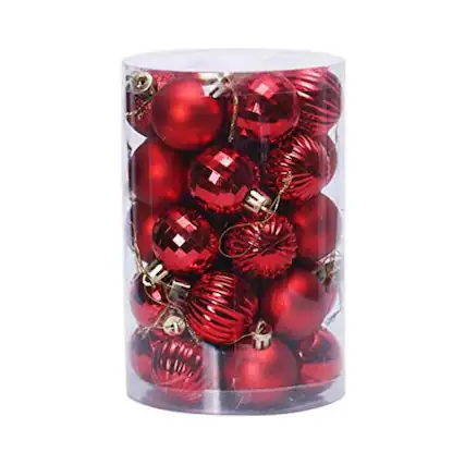 Front. Acekool - 34 Pieces Shatterproof Christmas Ornaments Set for Xmas Tree Indoor Outdoor Holiday Party Wedding Decoration(Red) - Red.