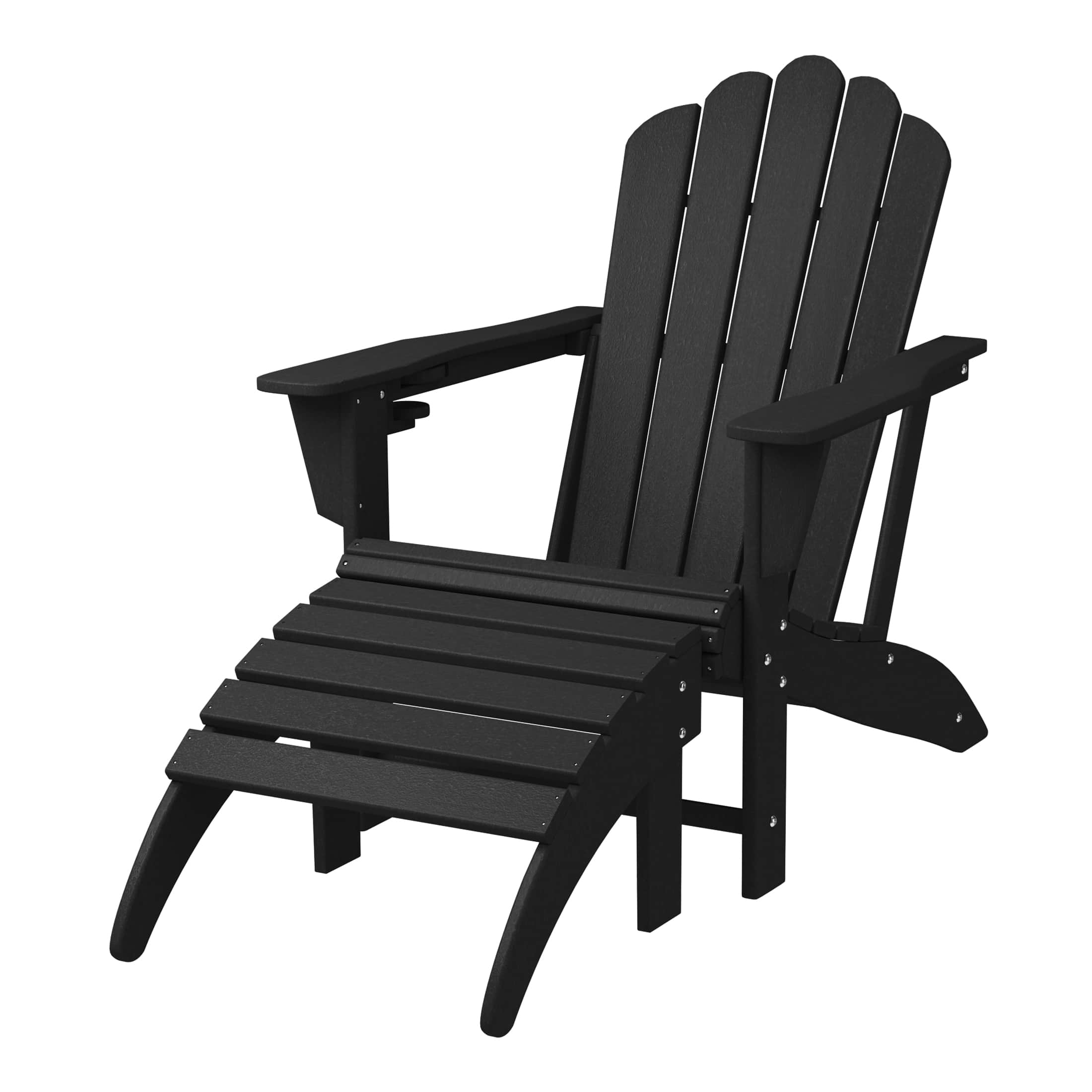 WestinTrends - Highland 2-Piece Outdoor Patio HDPE Adirondack Chair With Ottoman and Cup Holder Set - Black price history on PriceWatchPro