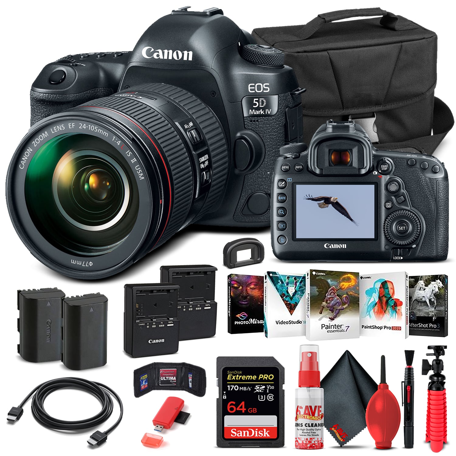 Canon EOS 5D Mark IV Camera W/ 24 105mm f/4L II Lens 1483C010