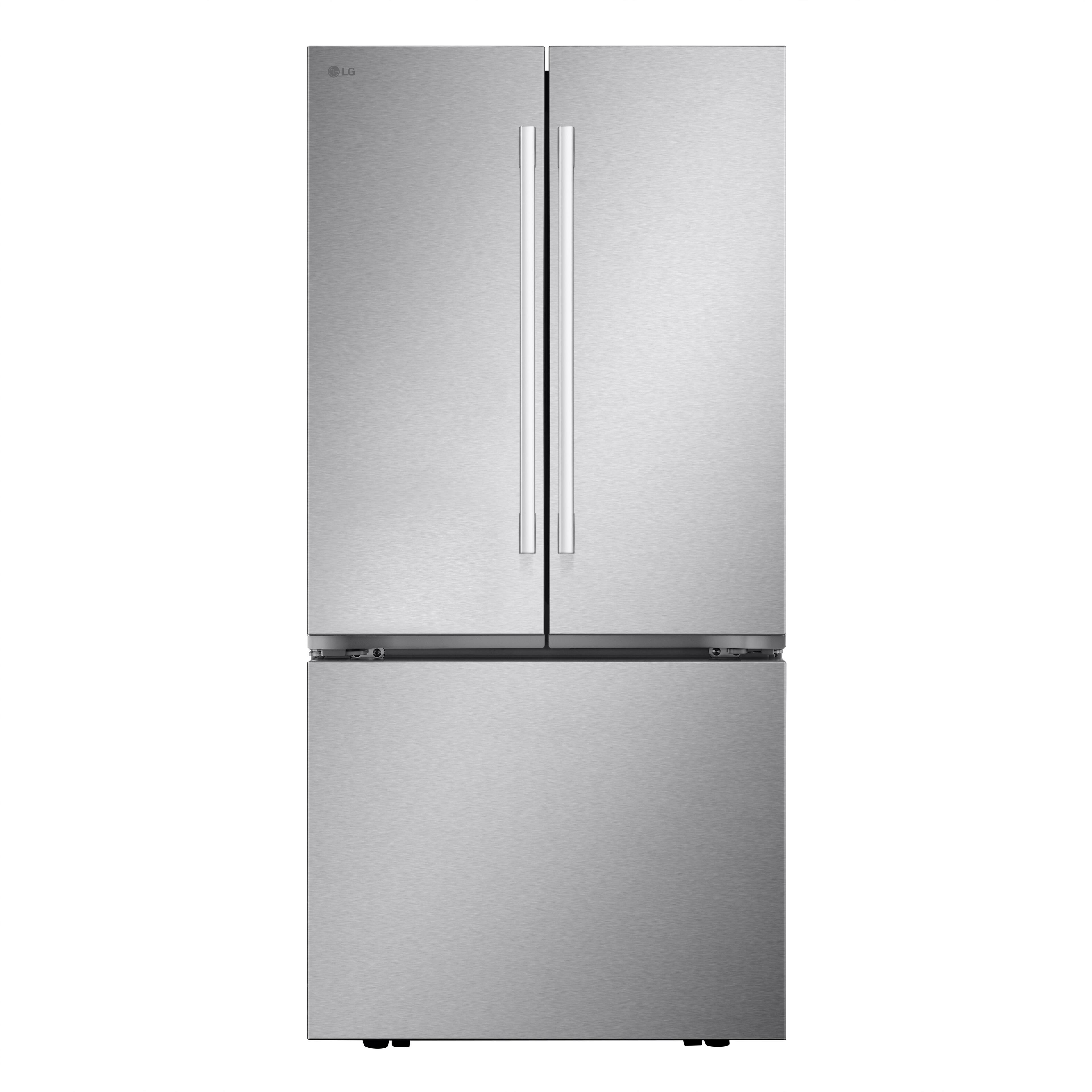 Front. LG - 33-in Wide Counter-Depth MAX 20.8 Cu. Ft Smart French Door Refrigerator with Factory Installed Ice Maker - PrintProof Stainless Steel.