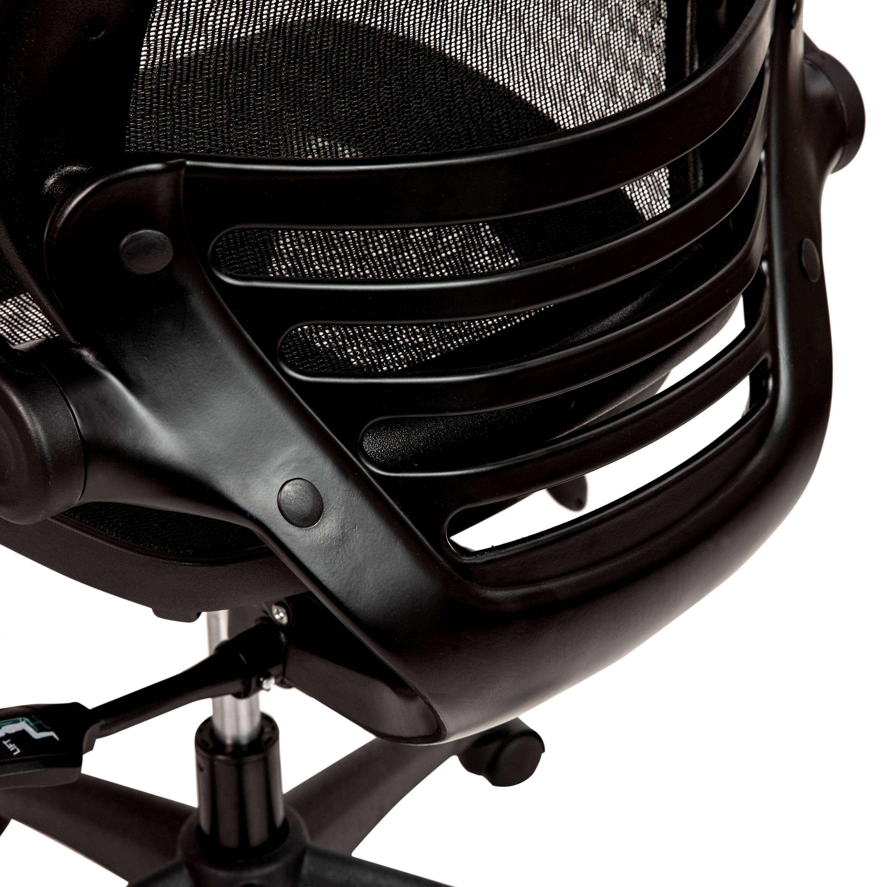 Alt View 9. Emma + Oliver - Mid-Back Transparent Mesh Executive Swivel Office Chair with Flip-Up Arms - Black Mesh/Black Frame.