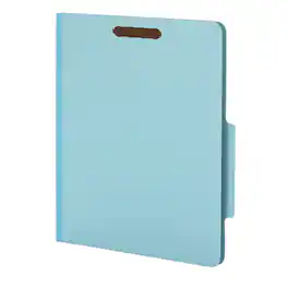 Tops Business Forms - Colored Pressboard Top Tab Folders, 2.5" Expansion, 2 Dividers, 6 Fasteners, Letter Size, Light Blue, 10/Box