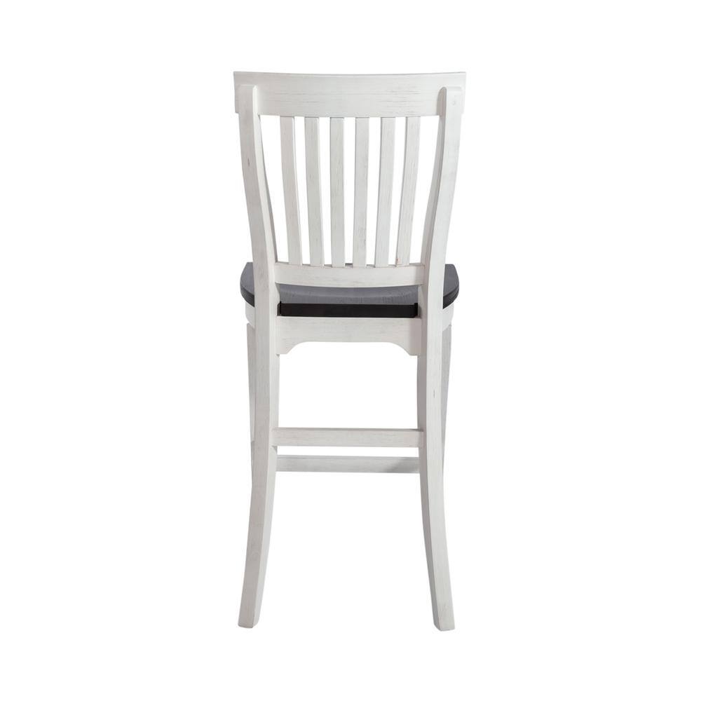 Angle. Liberty Furniture Industries - Allyson Park Counter Height Slat Back Chair in Wirebrushed White w/ Charcoal Top - White.