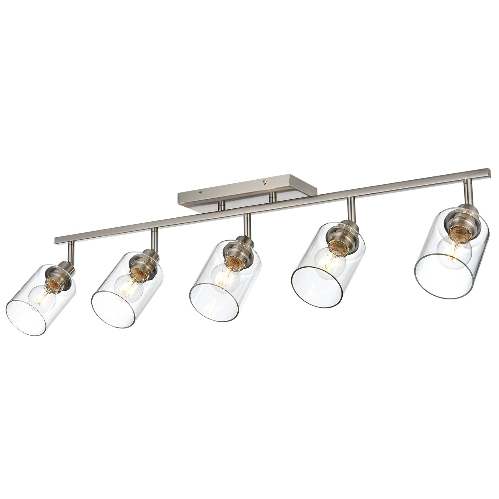 Front. Dazzling Pops - Light Vanity For Bathroom In Matte Finish Classic Spotlight Fixture With Rotatable Head Metal Ceiling Clear - Brushed Nickel 5 Light.
