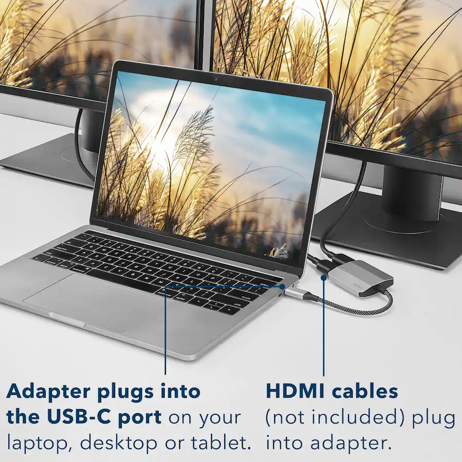 Insignia™ USB C to Dual 4K HDMI Adapter Gray NS-PA5C2HMS23 - Best Buy
