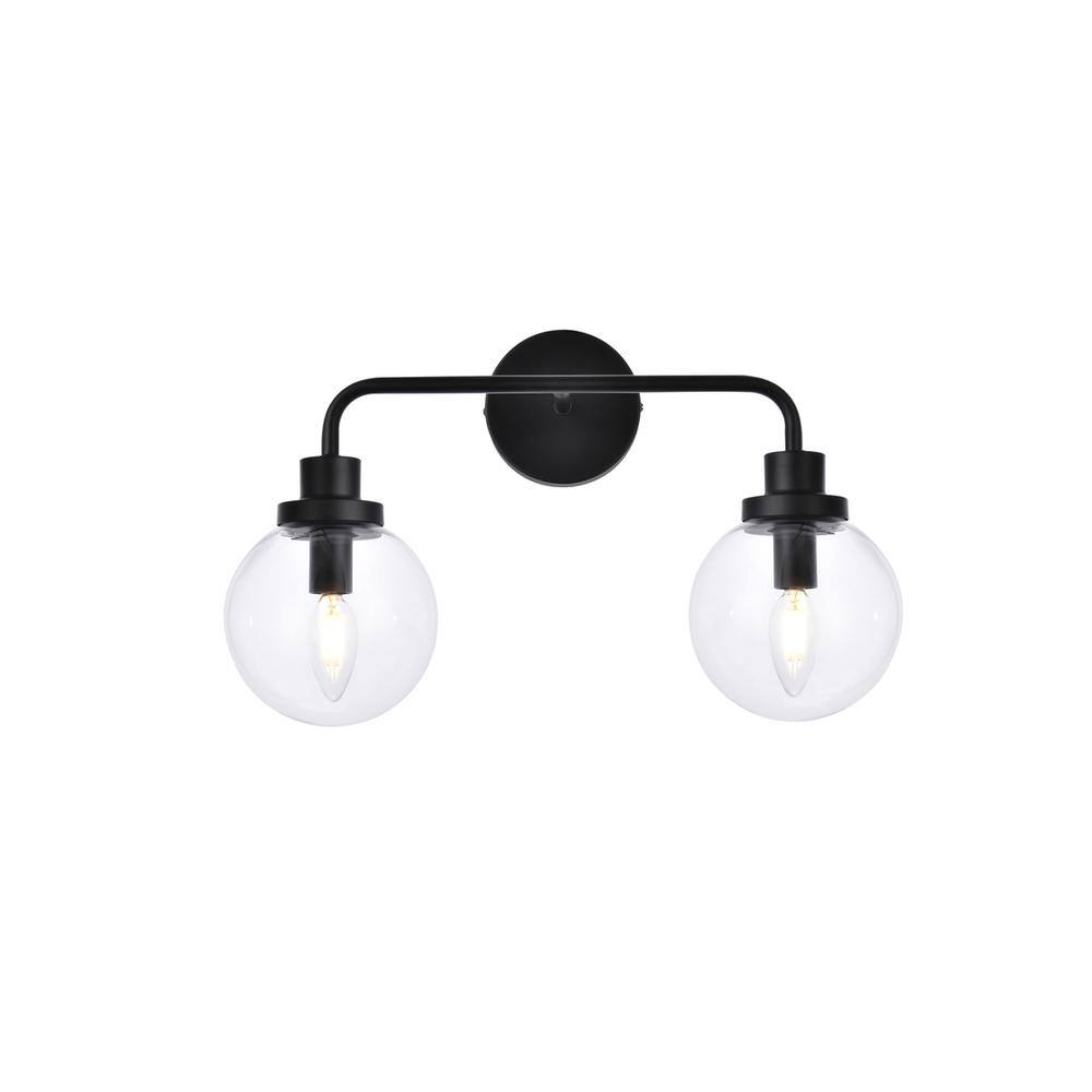 Alt View 3. Living District - Hanson 2 lights bath sconce in black with clear shade - Black And Clear Shade.