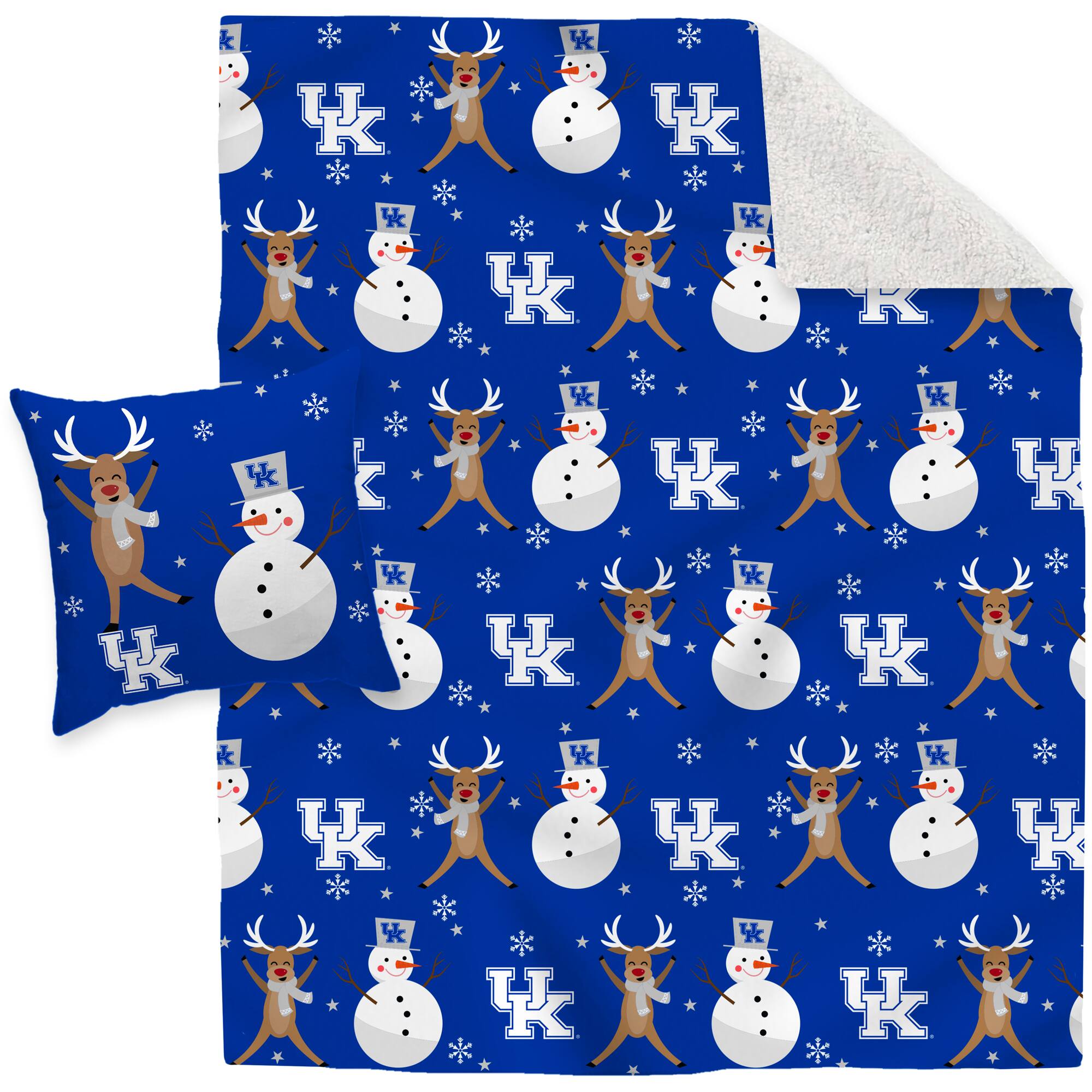 Pegasus - Kentucky Wildcats Holiday Reindeer Blanket and Pillow Combo Set - Multicolor
